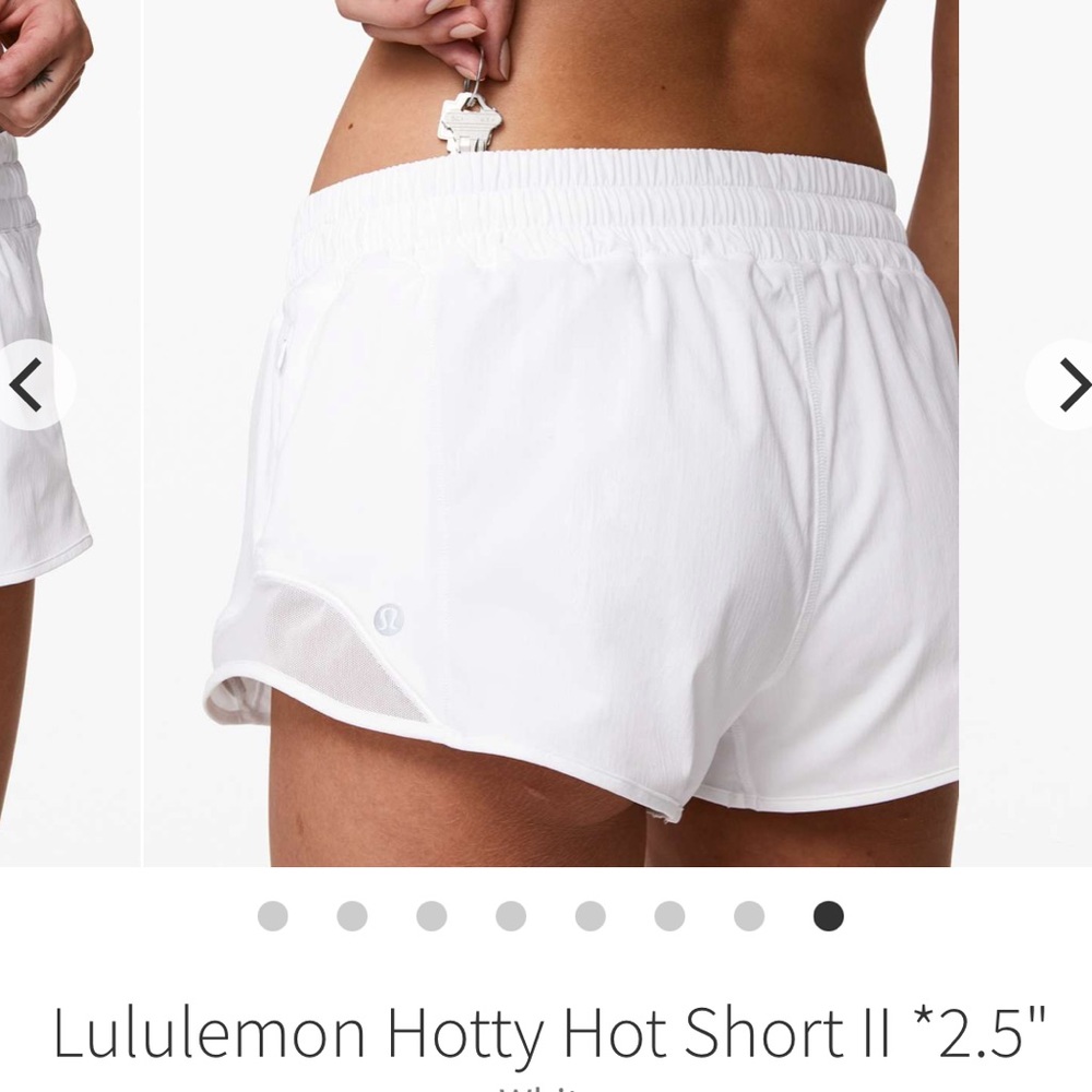 Lululemon white hotty hot shorts size 6